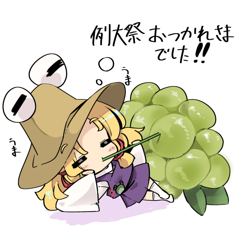 1girl, =_=, absurdres, blonde_hair, blush, bow, brown_hat, chibi