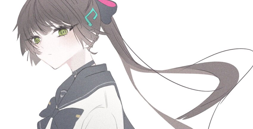 1girl, black_hair, black_sailor_collar, green_eyes, heaven_burns_red, highres, long_hair, looking_at_viewer