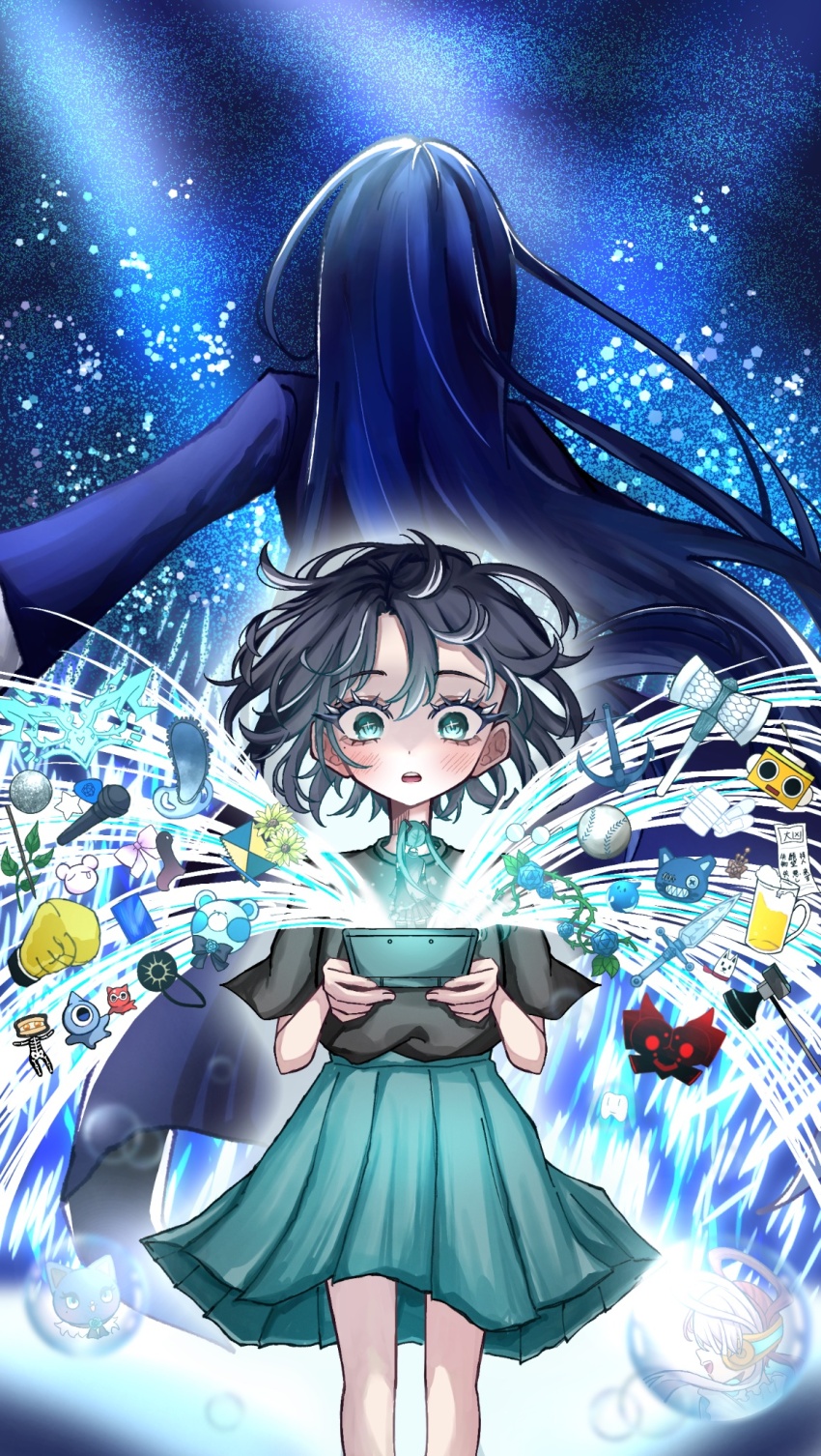 1girl, ado_(utaite), adorozatorumary, age_progression, anchor, atashi_wa_mondaisaku, bandaid, beer_mug