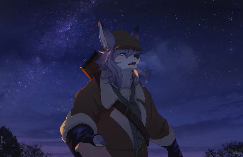 2boys, animal_ear_fluff, animal_ears, animal_nose, blue_eyes, brown_coat, brown_hat, claws