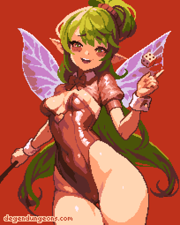 bow, bowtie, breasts, dice, fairy, fairy_wings, green_eyes, green_hair