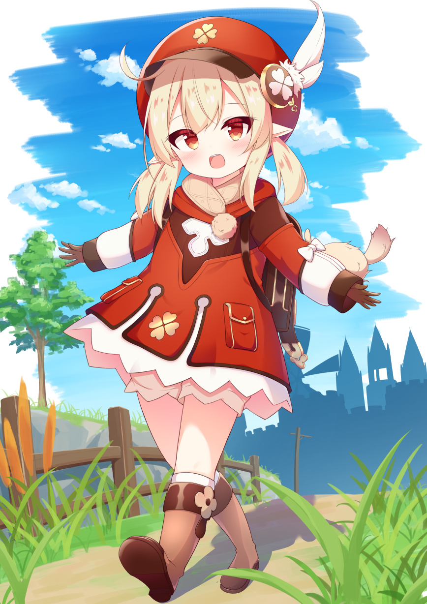 backpack, bad_id, bad_pixiv_id, bag, blue_sky, boots, cloud, cloudy_sky