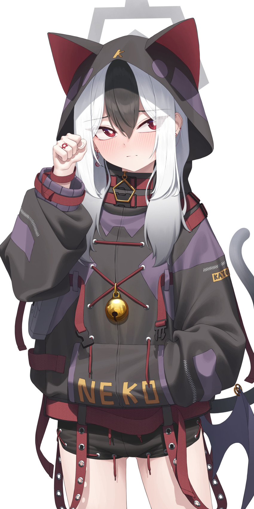 1girl, absurdres, adjusting_hood, alternate_costume, alternate_hairstyle, animal-themed_ring, animal_ears, animal_hood