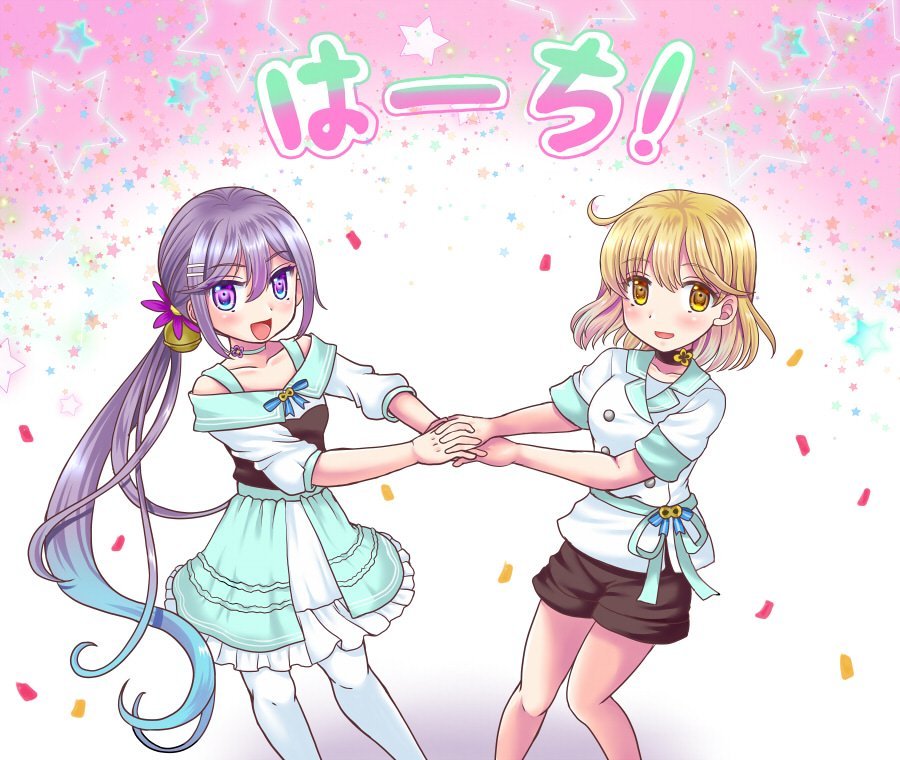 akebono_(8th_anniversary)_(kancolle), akebono_(kancolle), bell, blonde_hair, blue_dress, brown_shorts, clasp, dress