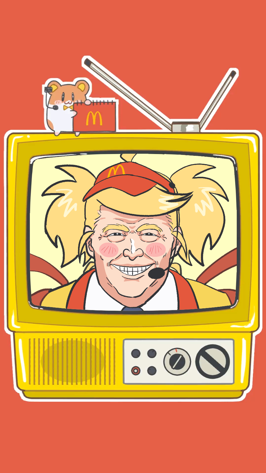 1boy, blonde_hair, cosplay, derivative_work, donald_trump, imadake_dabuchi_tabemi, earpiece, grin