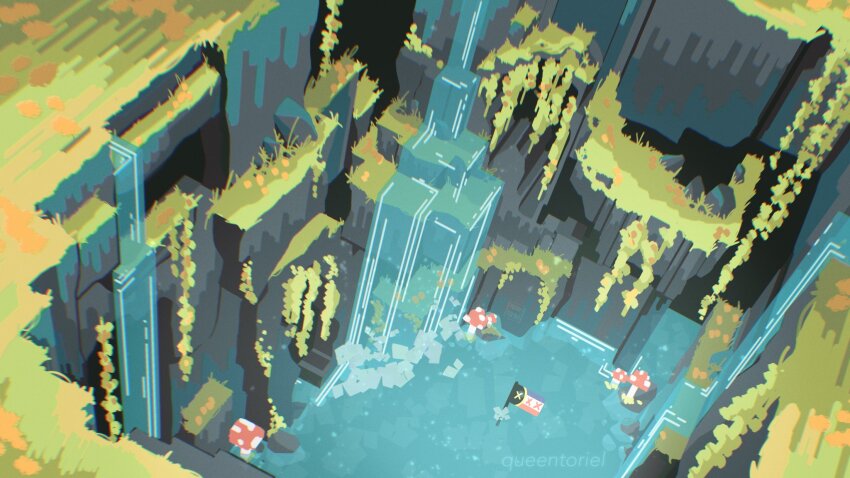 artist_name, commentary, dream_smp, english_commentary, flag, grass, highres, in-universe_location