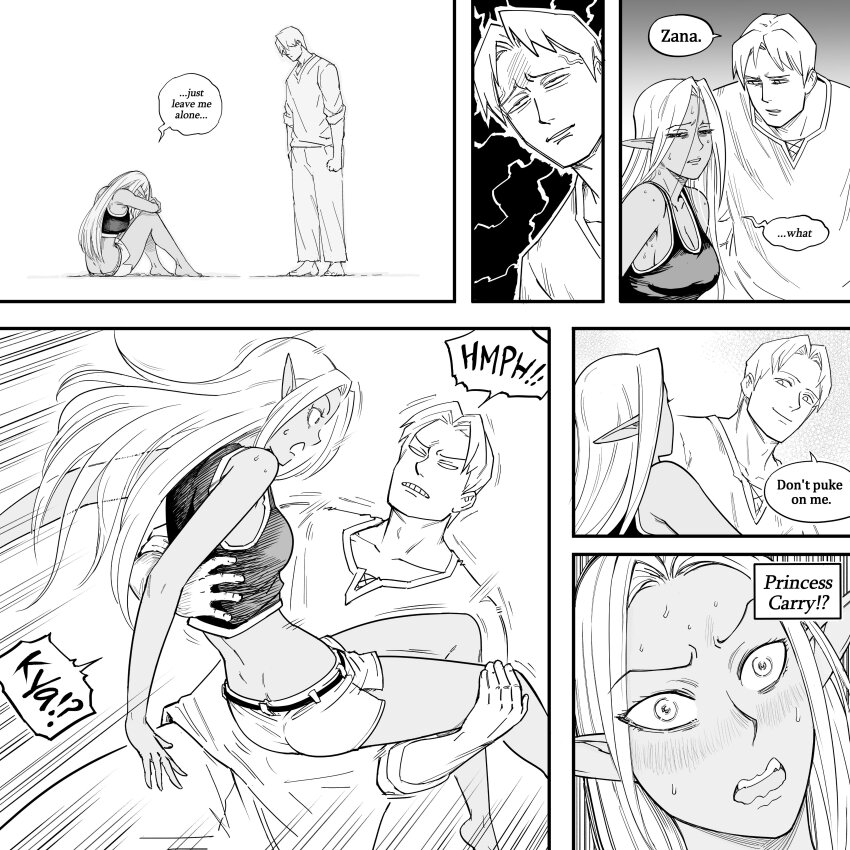 1boy, 1girl, absurdres, barefoot, bb_(baalbuddy), blush, breasts, brother_and_sister