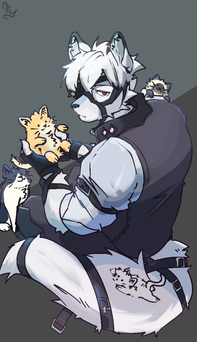 1boy, :3, animal, animal_ears, artist_name, baby_animal, bey293821, bicep_strap