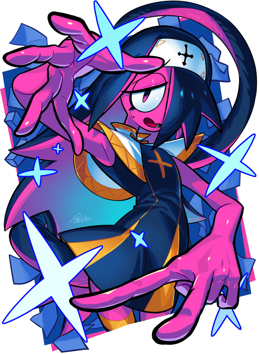 absurdres, commentary_request, cross, dress, hand_up, highres, kana_tera, looking_at_viewer