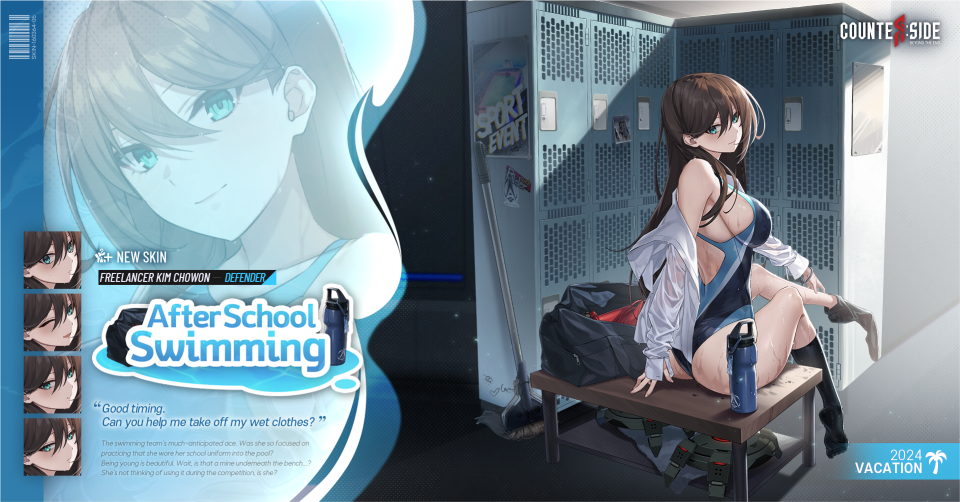 1girl, ;d, aqua_eyes, ass, back_cutout, barcode, beach, bench