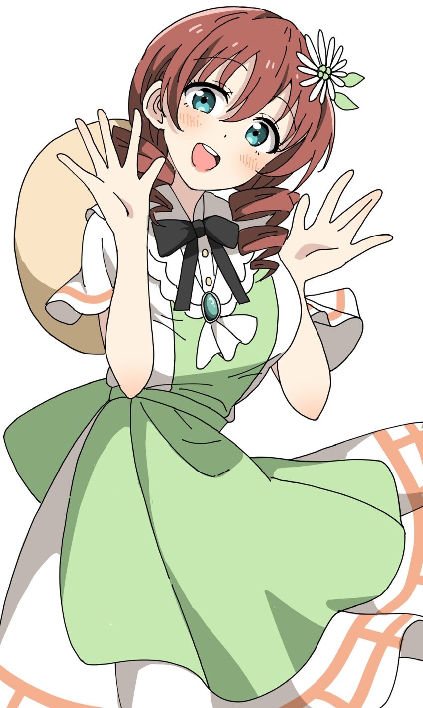 1girl, :d, ascot, bien_(djpwjd1), black_ribbon, blue_eyes, blush, breasts