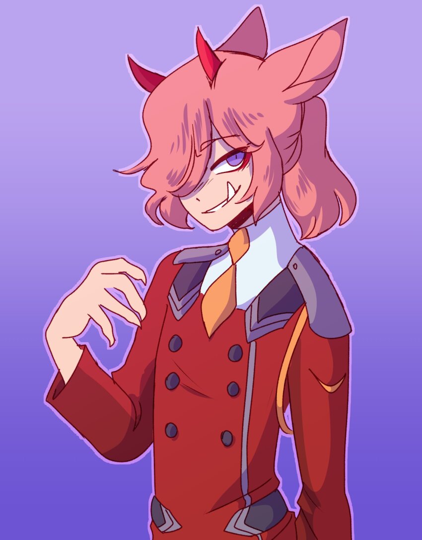 1boy, alternate_eye_color, alternate_hairstyle, androgynous, animal_ears, claws, coat, color_connection