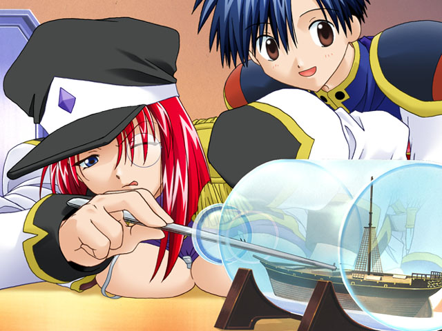 00s, 1boy, 1girl, :q, blue_eyes, bottle, breast_press, breasts