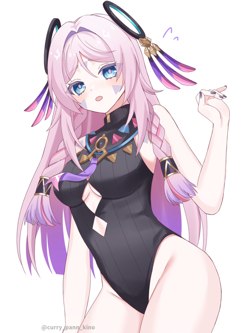 1girl, bare_shoulders, black_leotard, blue_eyes, braid, breasts, citlali_(genshin_impact), colored_eyelashes