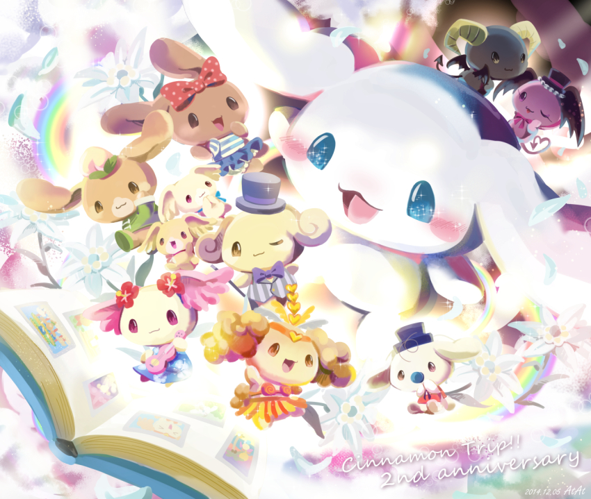 4girls, 6+boys, :3, anniversary, azuki_(cinnamoroll), berry_(sanrio), blue_eyes, blush_stickers