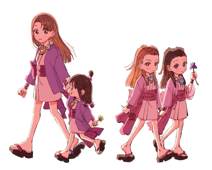 4girls, ace_attorney, aged_down, black_hair, bow, braid, brown_hair, child