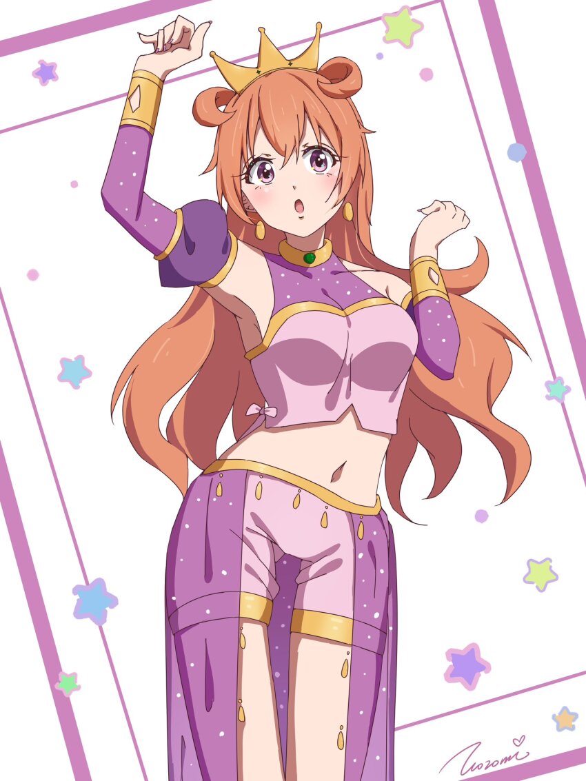 1girl, :o, armpits, artist_name, blush, breasts, brown_hair, butterfly_(love_live!)