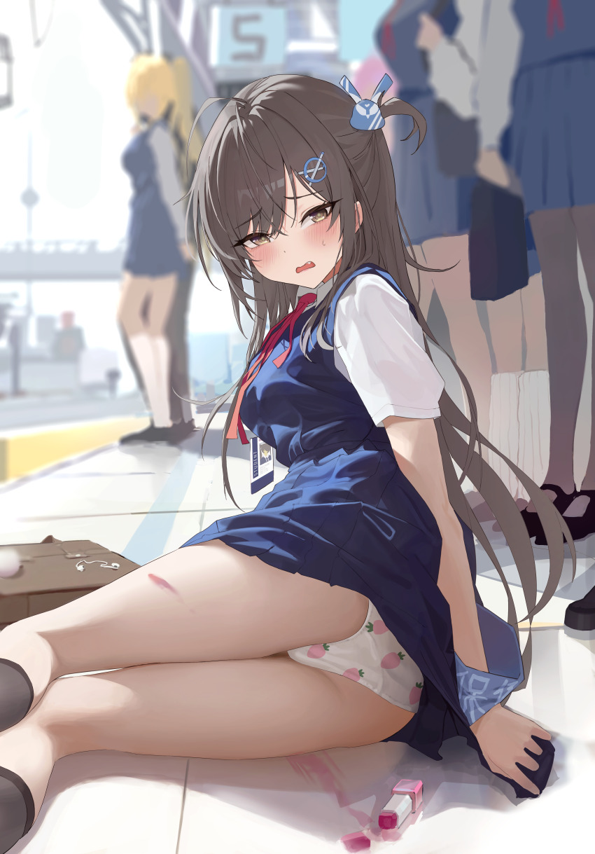 0dd, 1girl, absurdres, ass, bag, black_socks, blush, bound