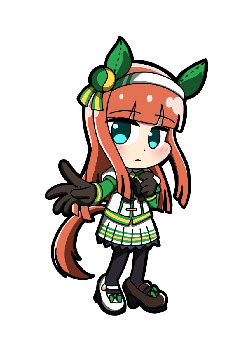 1girl, black_gloves, black_pantyhose, blue_eyes, blunt_bangs, blush, chibi, chibi_only