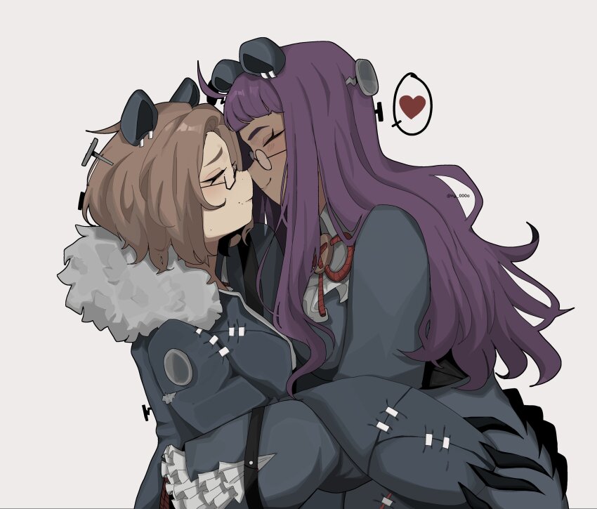 2girls, absurdres, andrea_(ny_000a), animal_ears, artist_name, bear_ears, blonde_hair, blush