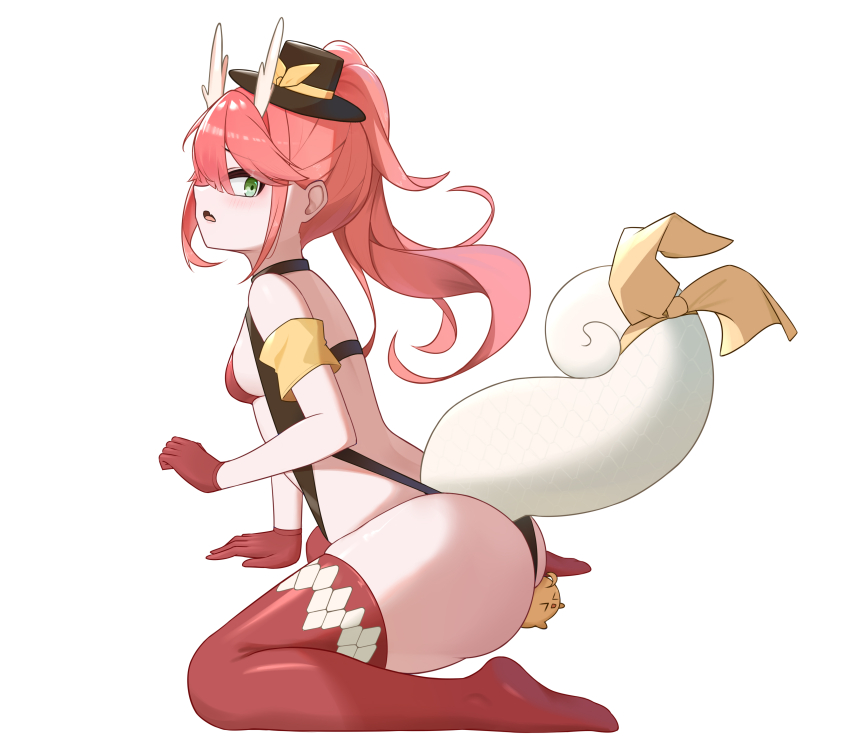 1girl, absurdres, azur_lane, bow, breasts, dragon_girl, dragon_horns, dragon_tail