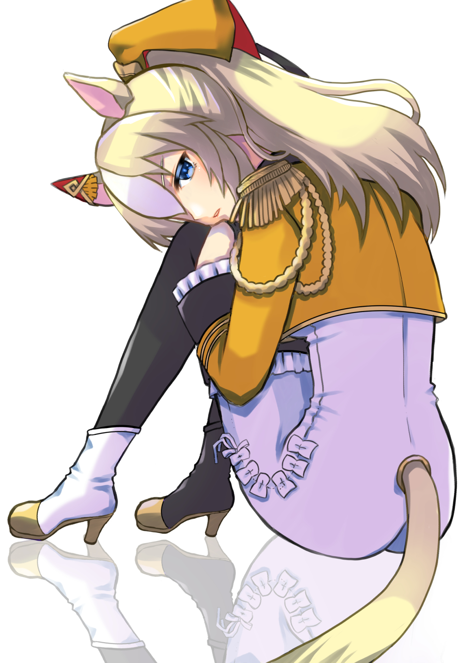 1girl, animal_ears, blonde_hair, blue_eyes, bodysuit, commentary_request, cowboy_shot, crop_top