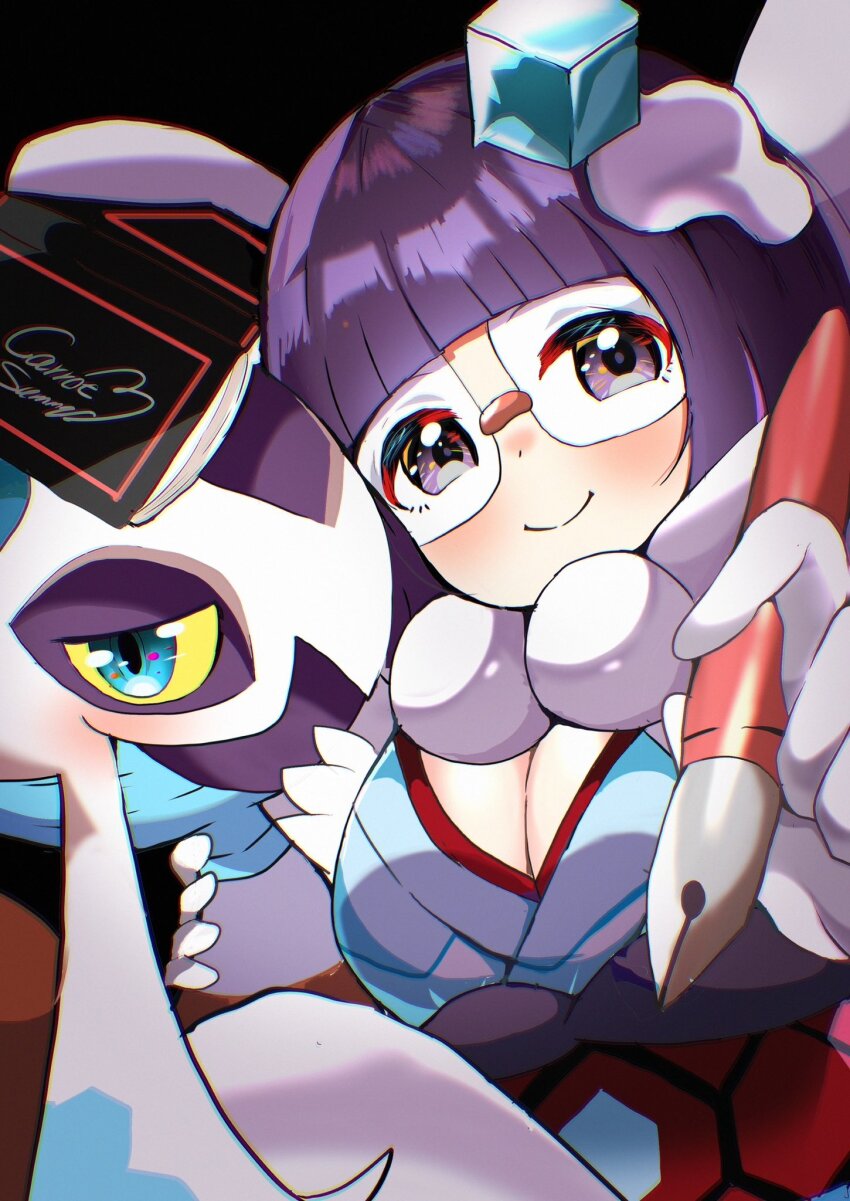 1girl, bob_cut, breasts, carrot_summer, cleavage, closed_mouth, froslass, gen_4_pokemon