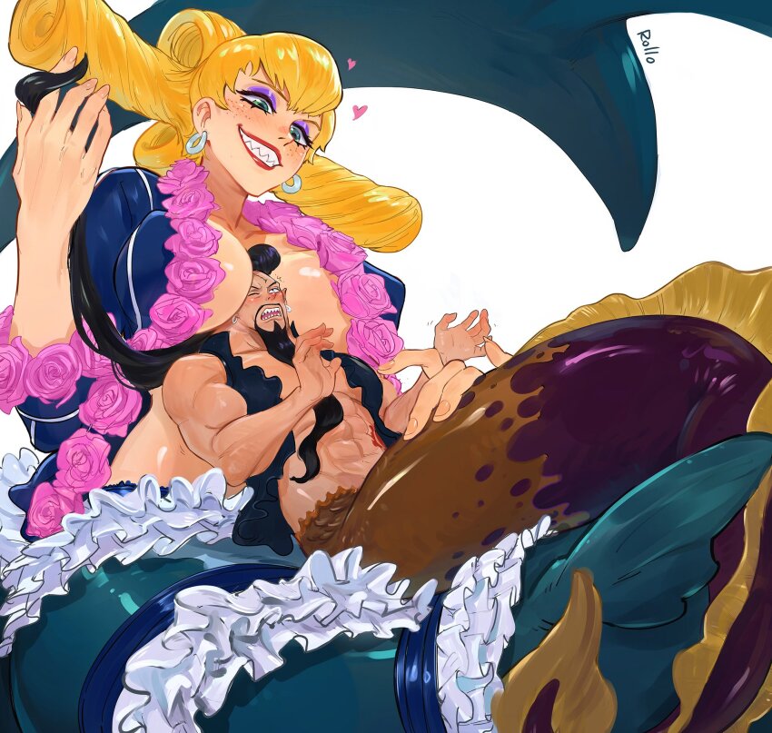 1boy, 1girl, aladdin_(one_piece), breasts, charlotte_praline, couple, highres, husband_and_wife