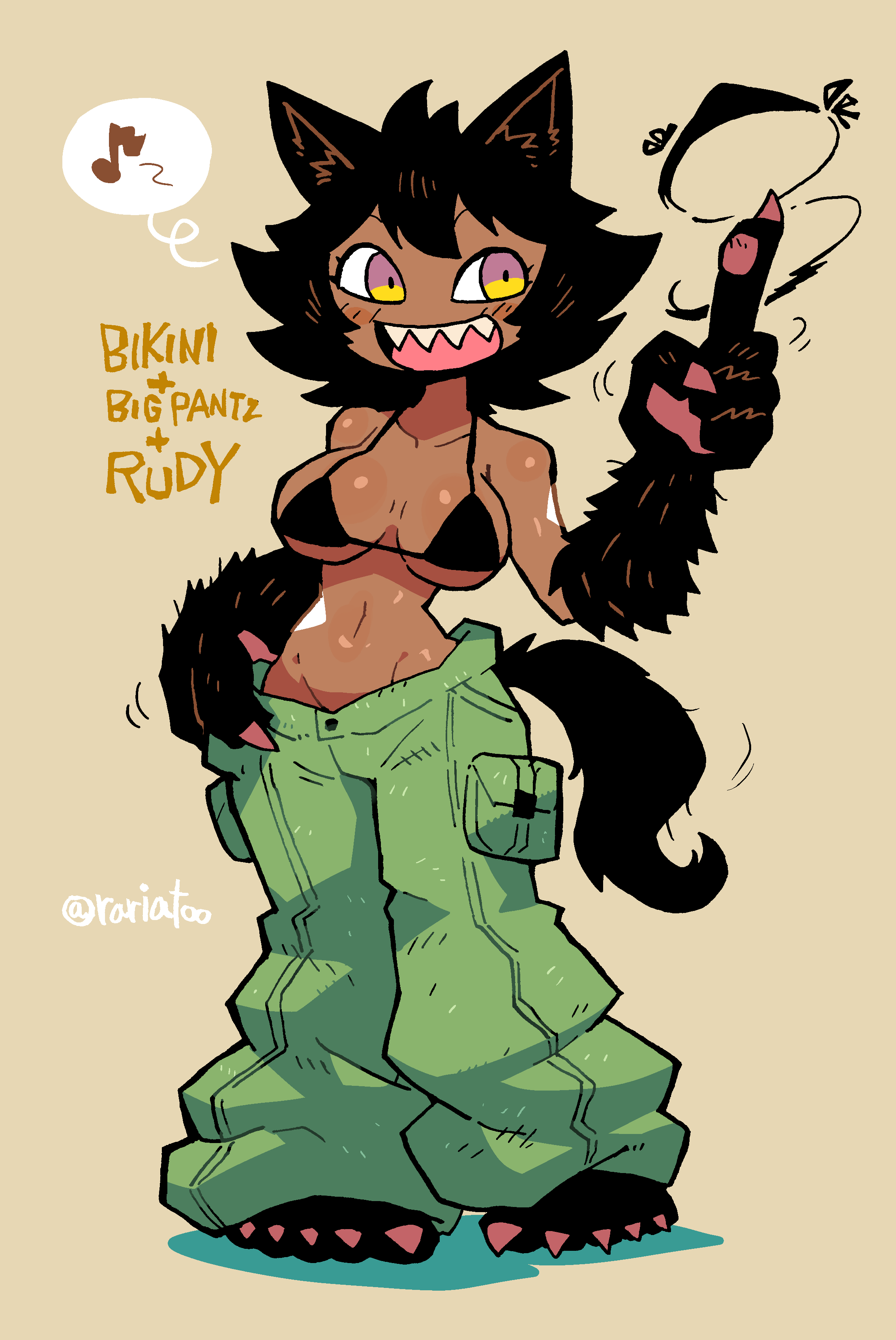 1girl, absurdres, animal_ears, big_pant_or_big_jakt_(meme), bikini, black_bikini, black_hair, breasts