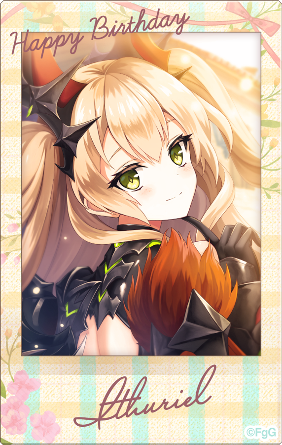 1girl, back_cutout, black_gloves, blonde_hair, character_name, closed_mouth, clothing_cutout, commentary_request