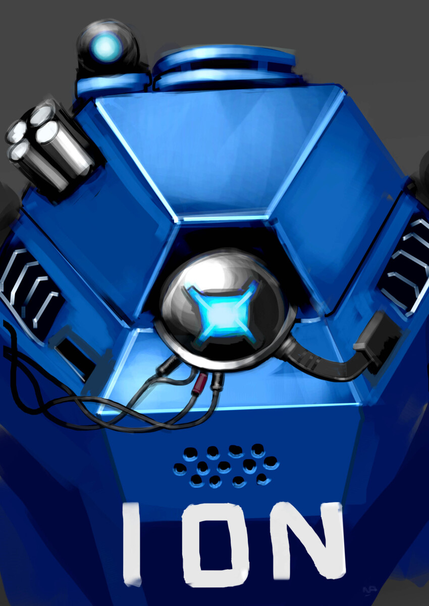 absurdres, blue_eyes, highres, humanoid_robot, ion_(titanfall_2), machine, mecha, mecha_focus, nakamu512, no_humans, one-eyed, robot, titan_(titanfall), titanfall_(series), titanfall_2, upper_body