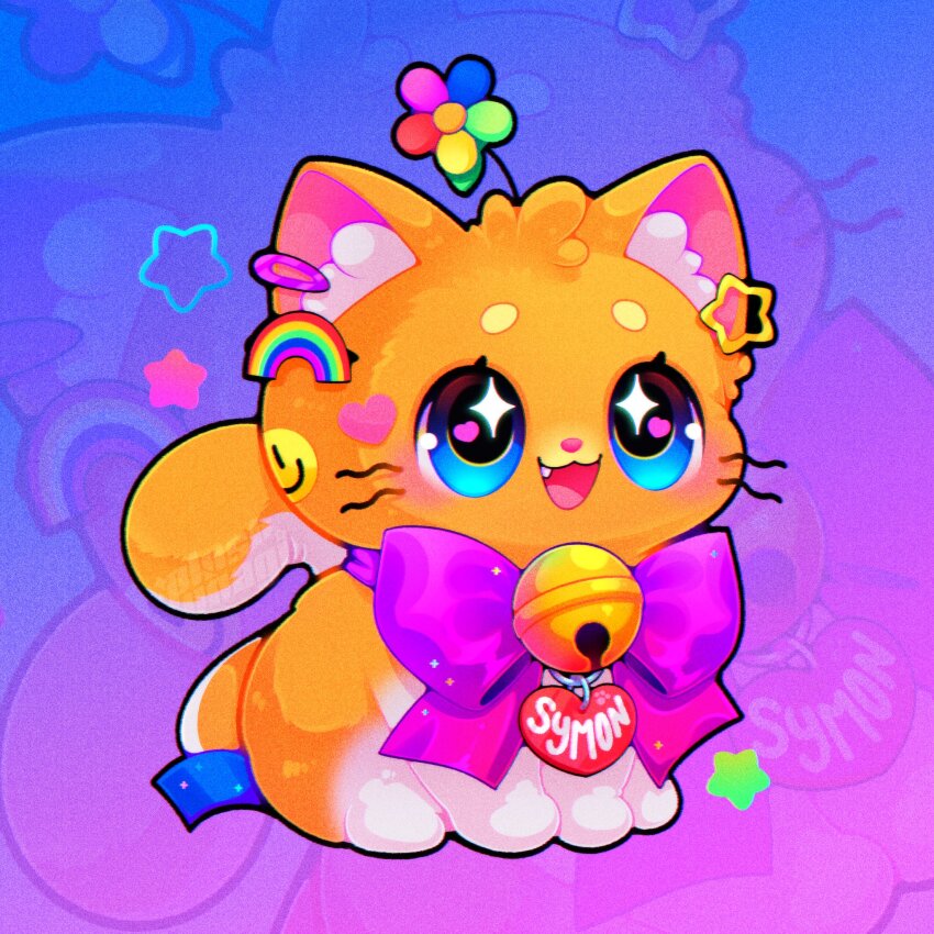 animal, animal_focus, bell, blue_eyes, cat, collar, colorful, commentary