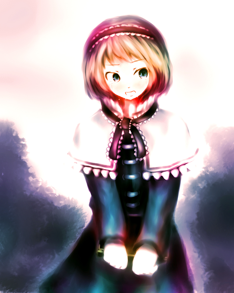 1girl, alice_margatroid, blonde_hair, blue_eyes, book, capelet, female_focus, grimoire