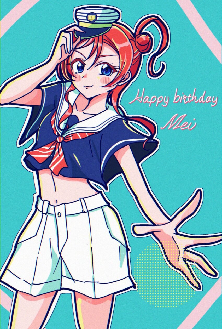 1girl, :3, blue_eyes, blue_shirt, blush, closed_mouth, collarbone, commentary_request