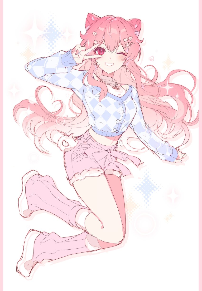 1girl, absurdres, alternate_costume, alternate_hairstyle, cone_hair_bun, earrings, hair_bun, heart