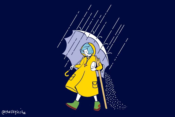 1girl, artist_name, blue_background, blue_hair, boots, carrying_over_shoulder, closed_eyes, commentary