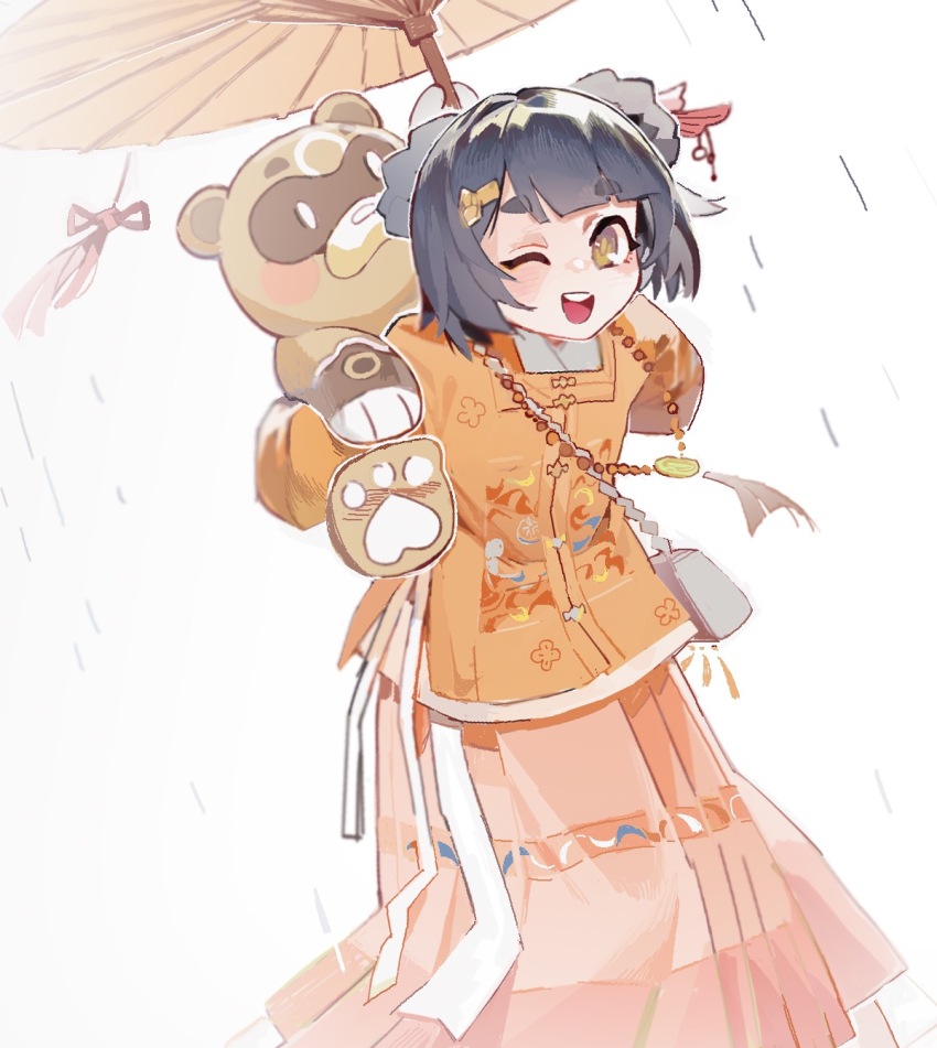 1girl, aoqun, bag, banfenxuhuan899, black_hair, blunt_bangs, bob_cut, braid