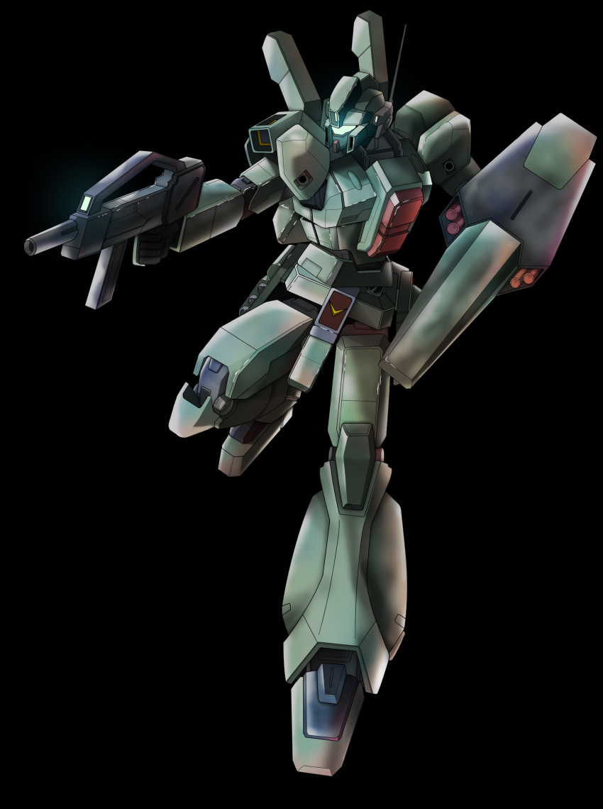 absurdres, aiming, beam_rifle, black_background, char's_counterattack, earth_federation, energy_gun, gundam