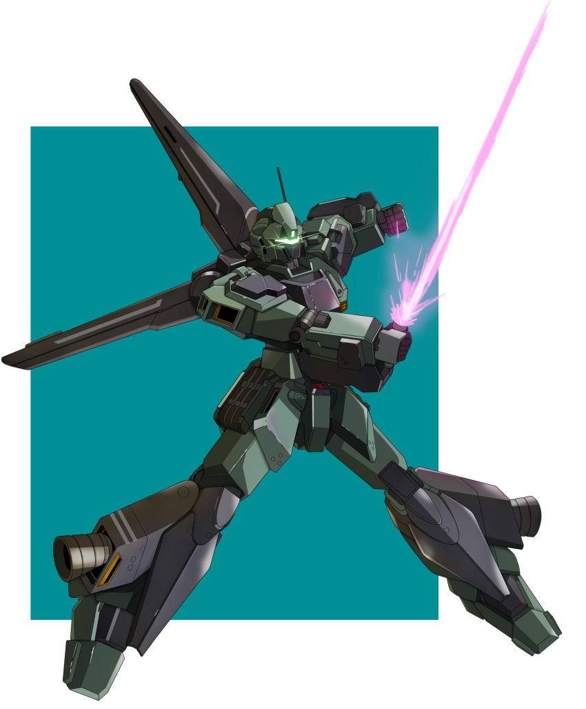 absurdres, energy_sword, char's_counterattack, commentary_request, earth_federation, energy_beam, glowing, gundam