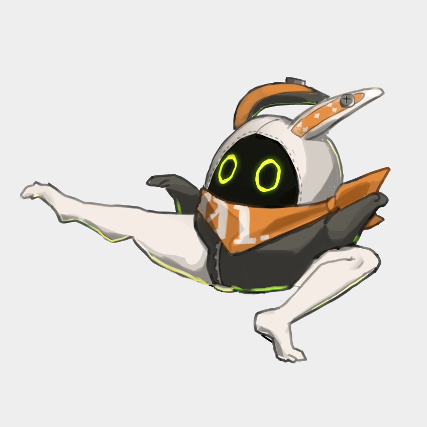 absurdres, animal_ears, bangboo_(zenless_zone_zero), commentary_request, eous_(zenless_zone_zero), full_body, grey_background, highres