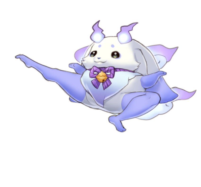 :3, bell, closed_mouth, commentary_request, creature, fire, full_body, ichika_(ichika_manga)