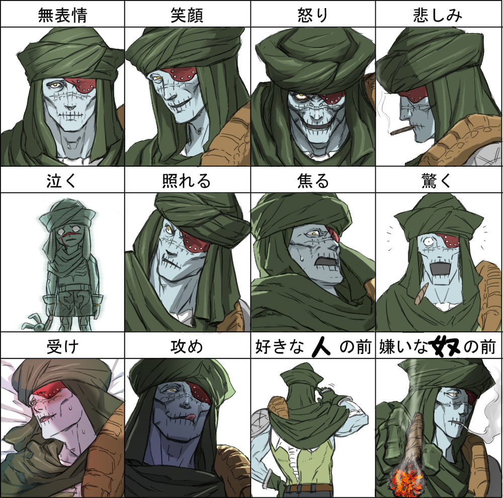 1boy, annoyed, bone_cold, bored, crazy_eyes, embarrassed, expressionless, multiple_expressions