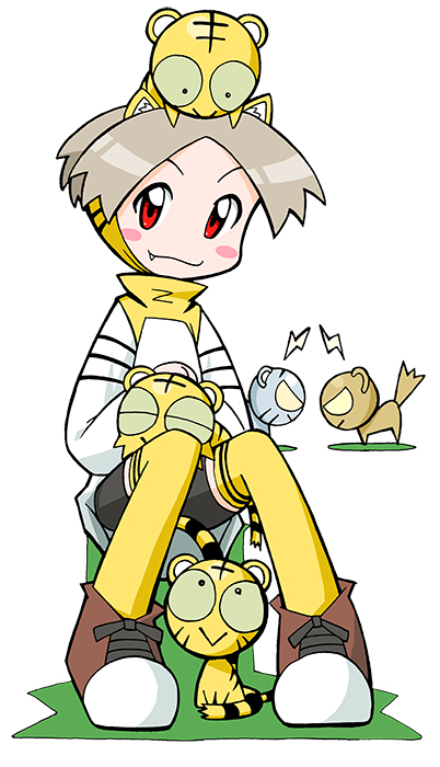 1girl, :>, :3, animal, animal_ear_fluff, animal_ear_hood, animal_ears, animal_on_head