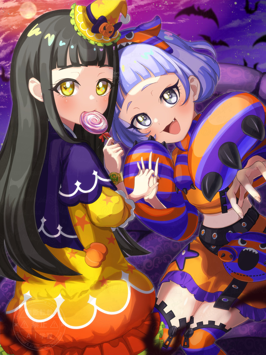 2girls, absurdres, halloween, highres, himitsu_no_aipri, mainatsu, mamiya_chii, multiple_girls