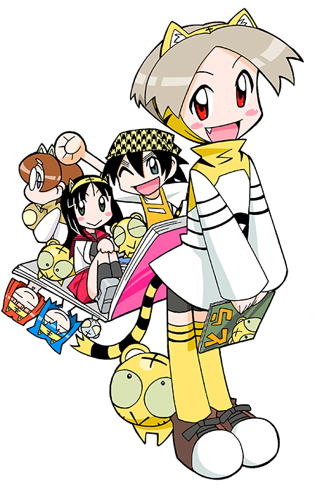 6+girls, :>, :d, amu_ru, animal, animal_ear_fluff, animal_ear_hairband, animal_ear_hood