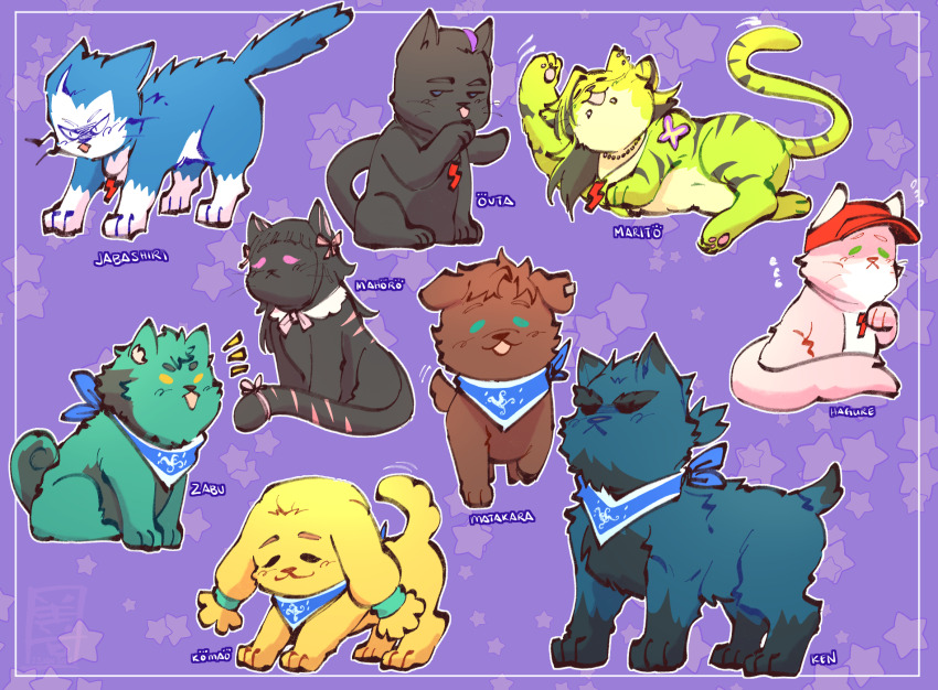 animalization, aqua_eyes, asamine_matakara, bandana, black_cat, black_eyes, bucchigiri?!, cat