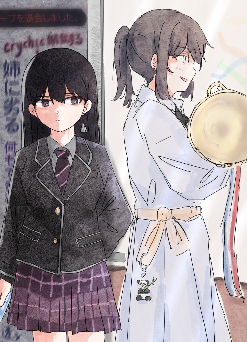 2girls, absurdres, bang_dream!, bang_dream!_it's_mygo!!!!!, black_hair, black_jacket, chinese_commentary, commentary_request