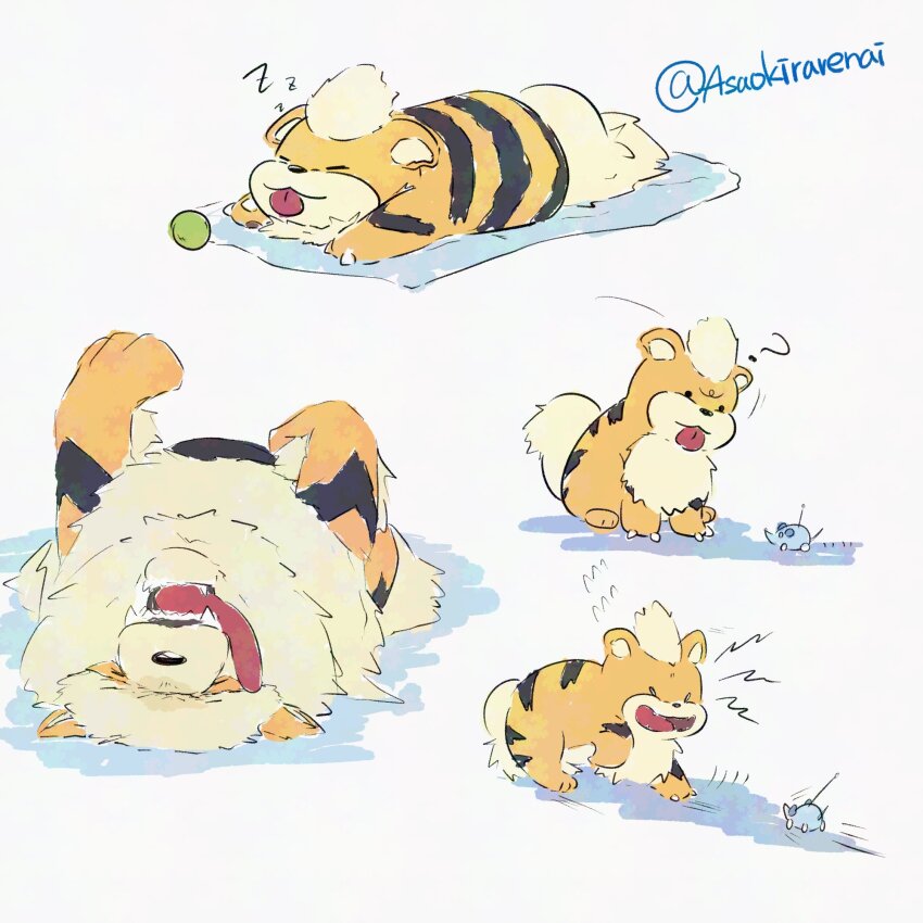 animal_focus, arcanine, asaokirarenai95, ball, barking, claws, evolutionary_line, fangs