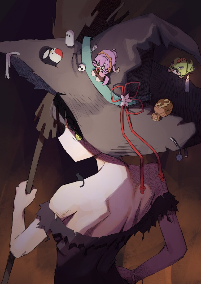 3girls, absurdres, ahoge, animal_ear_hairband, animal_ears, animal_hands, anyoji_hime, back