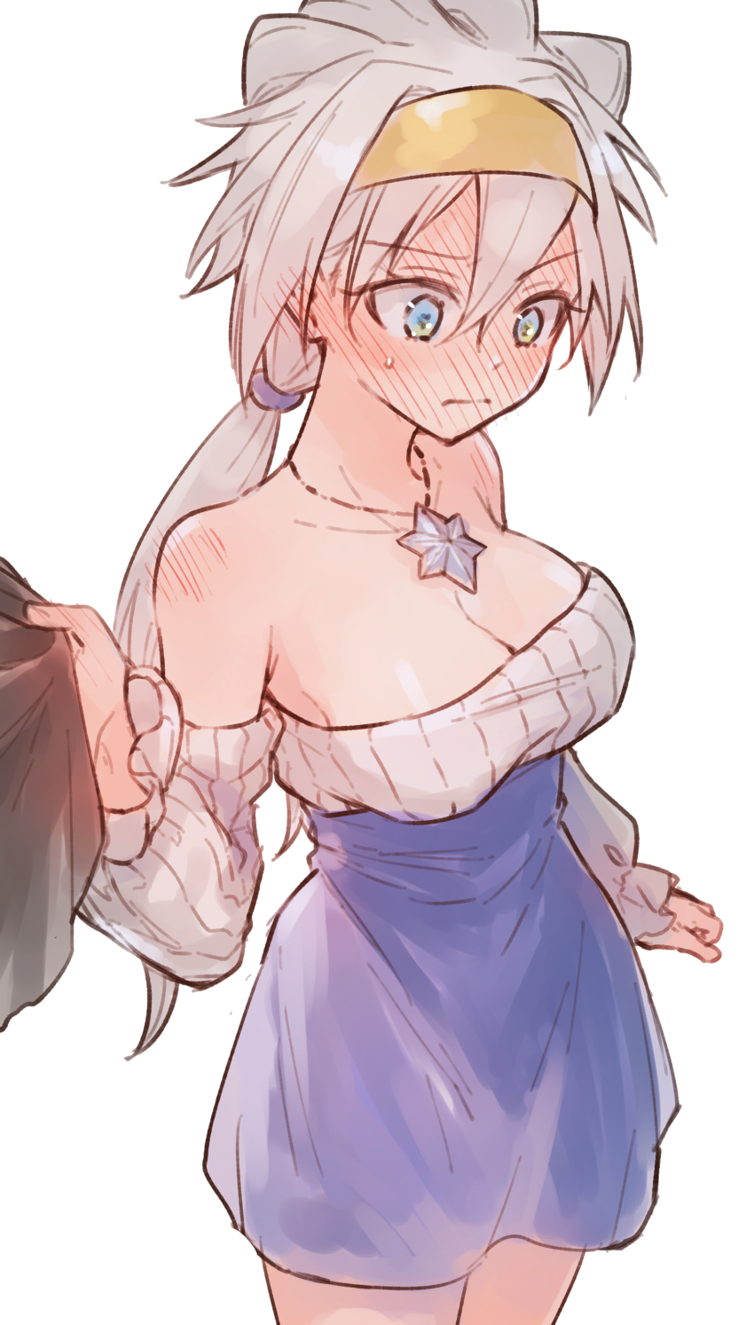 1girl, absurdres, blue_dress, blue_eyes, breasts, dress, highres, long_hair